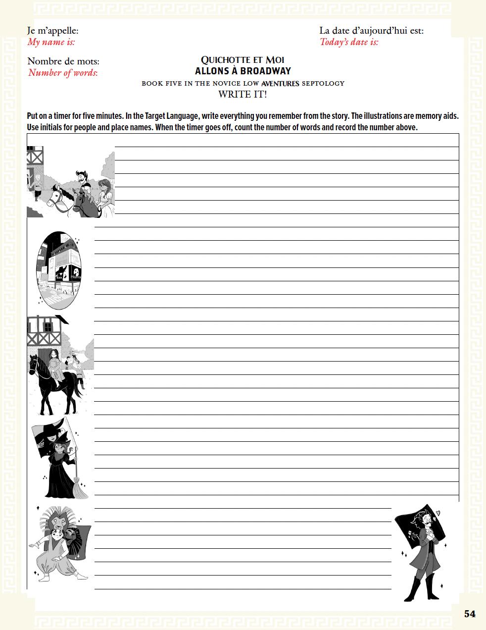 Communication Guide: Quichotte et Moi: Allons à Broadway, Book Five in the Novice Low "Aventures" Septology