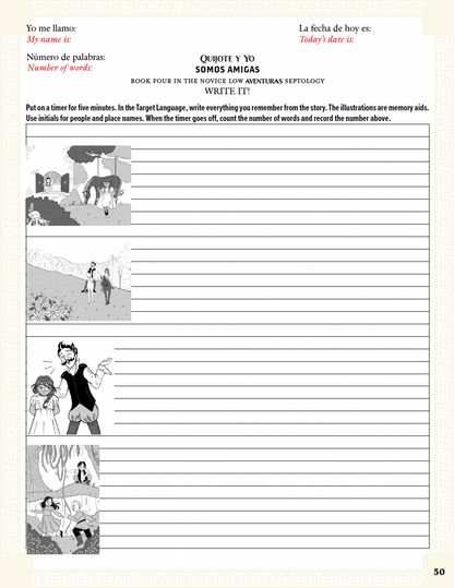 Communication Guide: Quijote y Yo: Somos Amigas, Book Four in the Novice Low "Aventuras" Septology