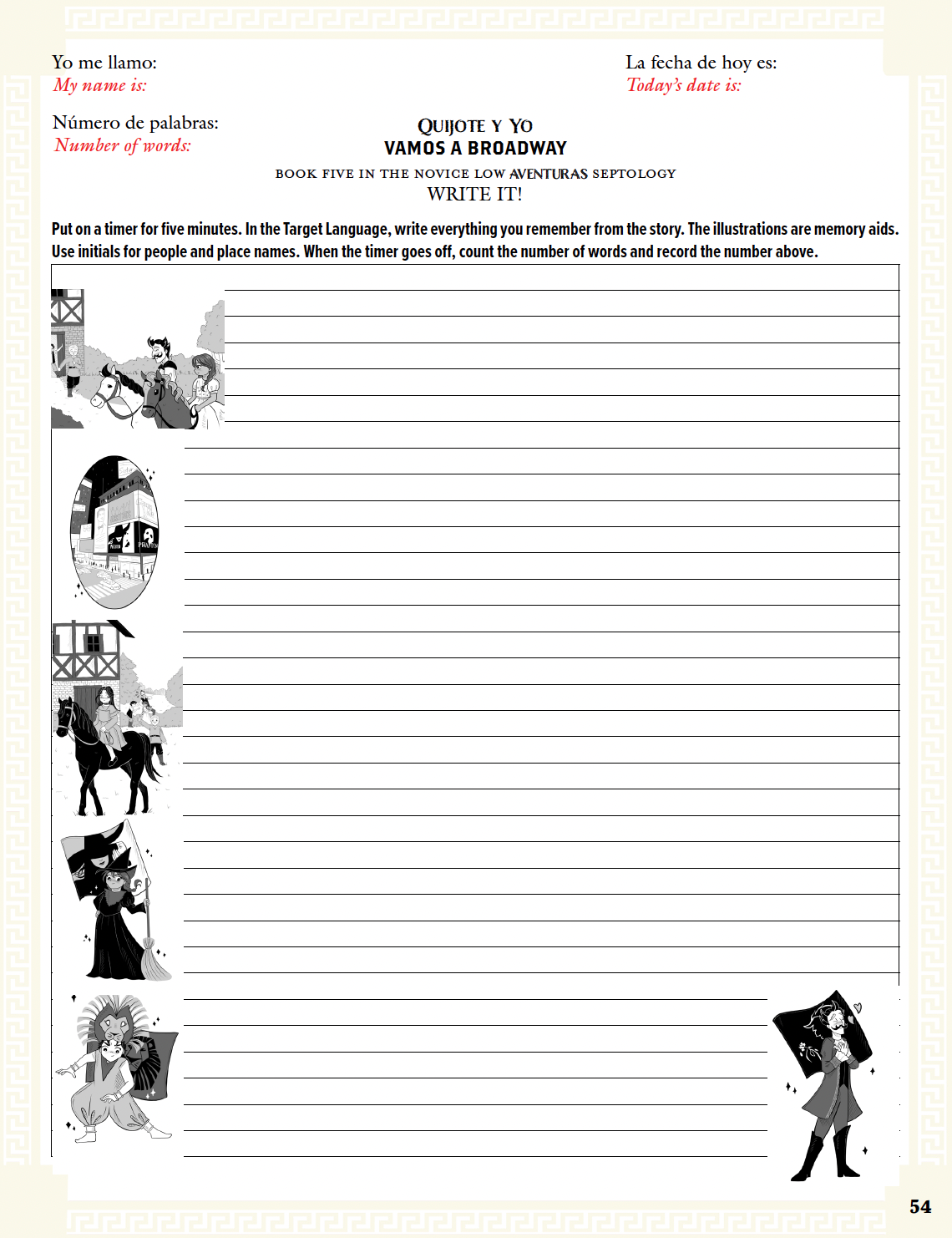 Communication Guide: Quijote y Yo: Vamos a Broadway, Book Five in the Novice Low "Aventuras" Septology