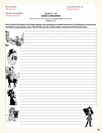 Communication Guide: Quijote y Yo: Vamos a Broadway, Book Five in the Novice Low "Aventuras" Septology