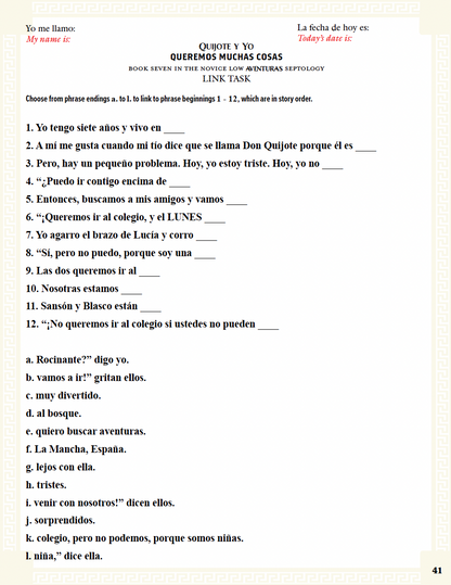 Communication Guide: Quijote y Yo: Queremos Muchas Cosas, Book Seven in the Novice Low "Aventuras" Septology