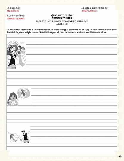 Communication Guide: Quichotte et Moi: Sommes Tristes, Book Two in the Novice Low "Aventures" Septology