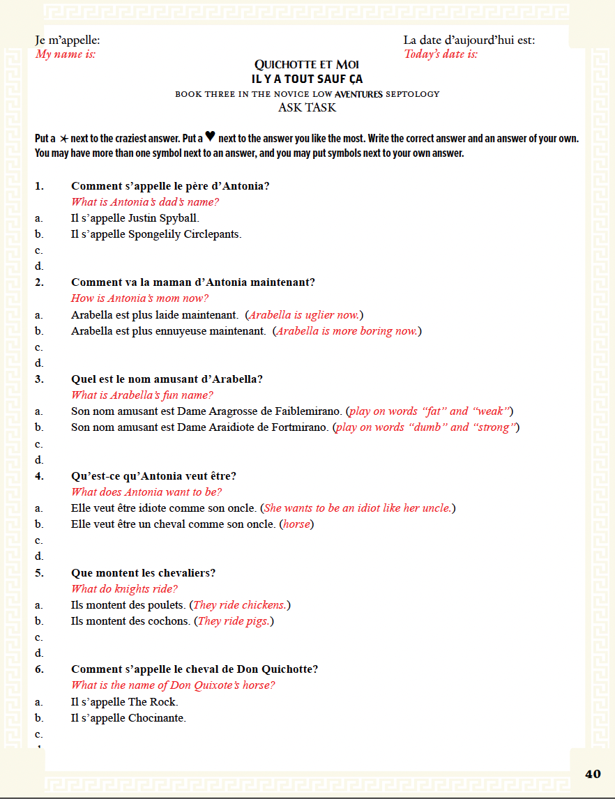 Communication Guide: Quichotte et Moi: Il y a Tout Sauf Ça, Book Three in the Novice Low "Aventures" Septology