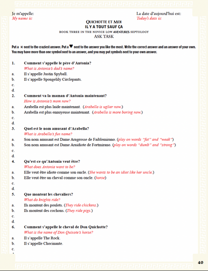 Communication Guide: Quichotte et Moi: Il y a Tout Sauf Ça, Book Three in the Novice Low "Aventures" Septology