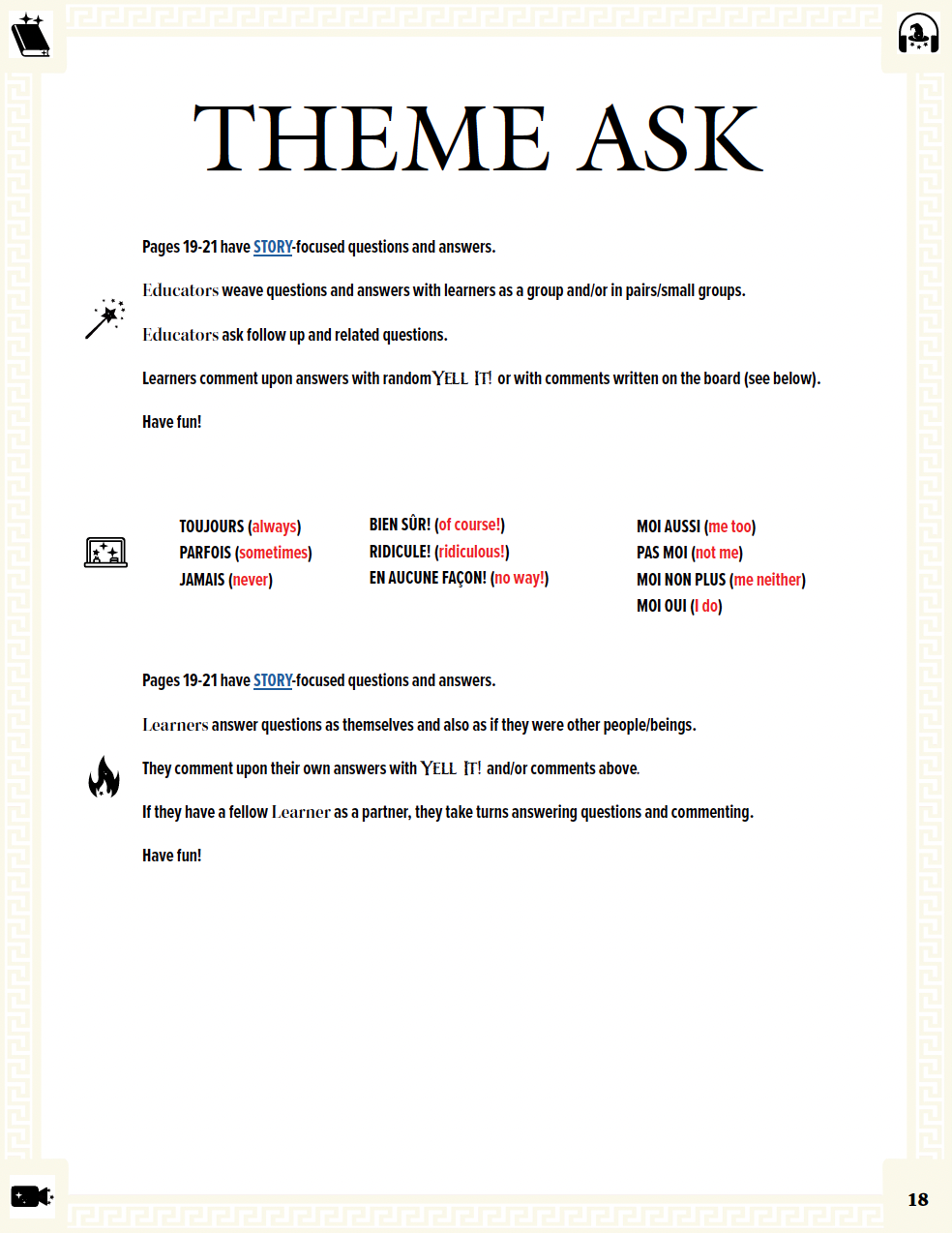 Communication Guide: Quichotte et Moi: Allons à Broadway, Book Five in the Novice Low "Aventures" Septology