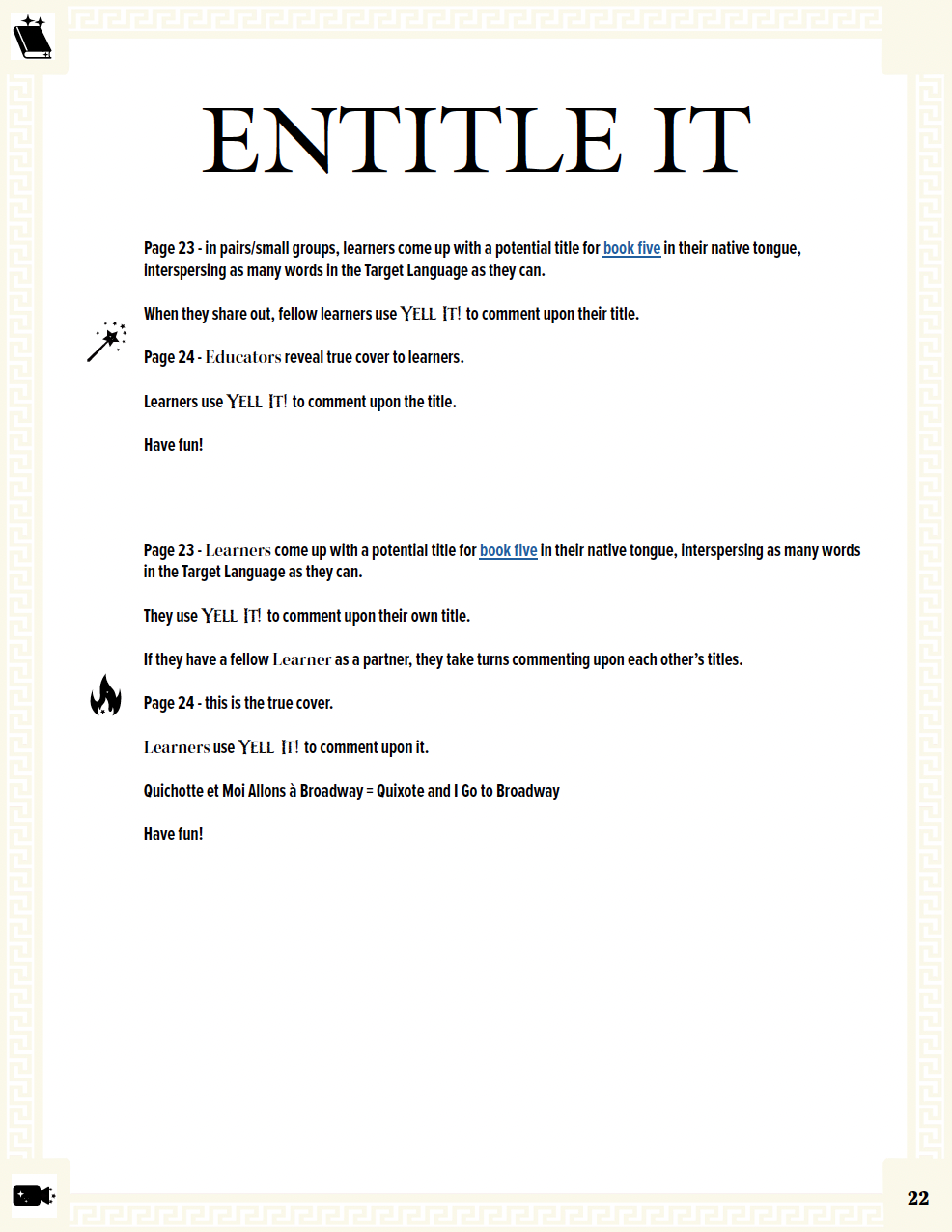 Communication Guide: Quichotte et Moi: Allons à Broadway, Book Five in the Novice Low "Aventures" Septology