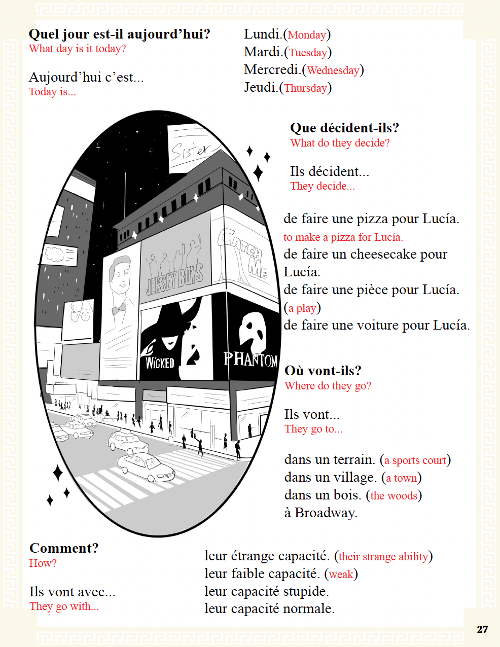 Communication Guide: Quichotte et Moi: Allons à Broadway, Book Five in the Novice Low "Aventures" Septology