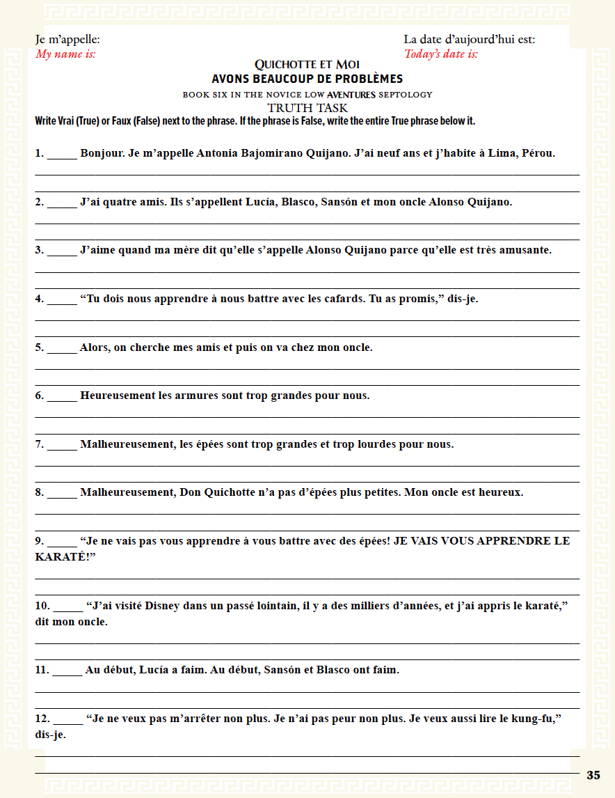 Communication Guide: Quichotte et Moi: Avons Beaucoup de Problèmes, Book Six in the Novice Low "Aventures" Septology