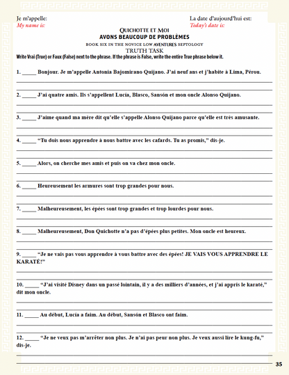Communication Guide: Quichotte et Moi: Avons Beaucoup de Problèmes, Book Six in the Novice Low "Aventures" Septology